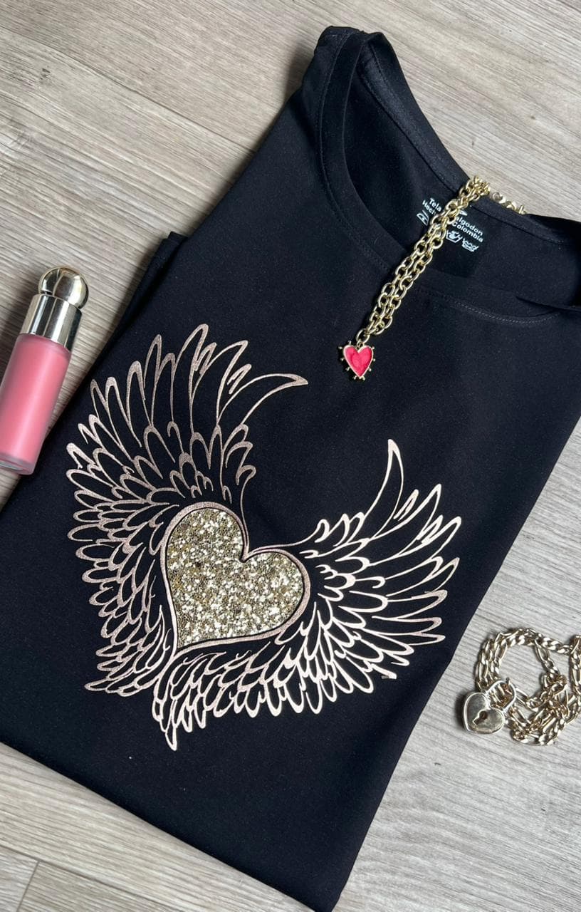 Corazón alas Doradas